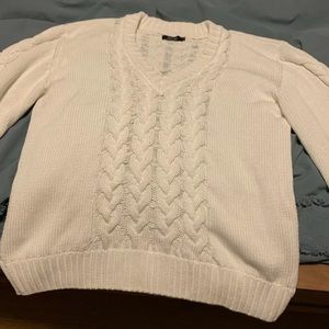 Saint + Sofia Cable Knit Sweater in Cream- small
